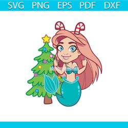 mermaid ariel christmas tree svg, christmas svg, pinetree svg, mermaid svg, ariel christmas svg, christmas light svg, ch