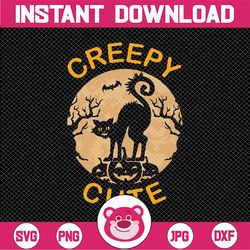 creepy cute, halloween, pumpkin halloween, creepy cat halloween, cute creepy, halloween svg, goth halloween, cut file