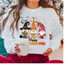 happy hallowthanksmas gnomes sweatshirt, thanksgiving sweat , hallothanksmas gnomes shirt, happy hallothanksmas, halloth