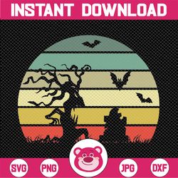 scary trees svg, spooky halloween trees retro vintage, dead tree cut file, creepy tree cut file