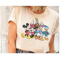 disney mickey and friends traditional portrait t-shirt, walt disney world disneyland family vacation trip, family matchi