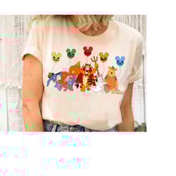 retro disney winnie the pooh halloween balloon shirt, pooh, tigger, eeyore, piglet, roo halloween tee, disneyland hallow