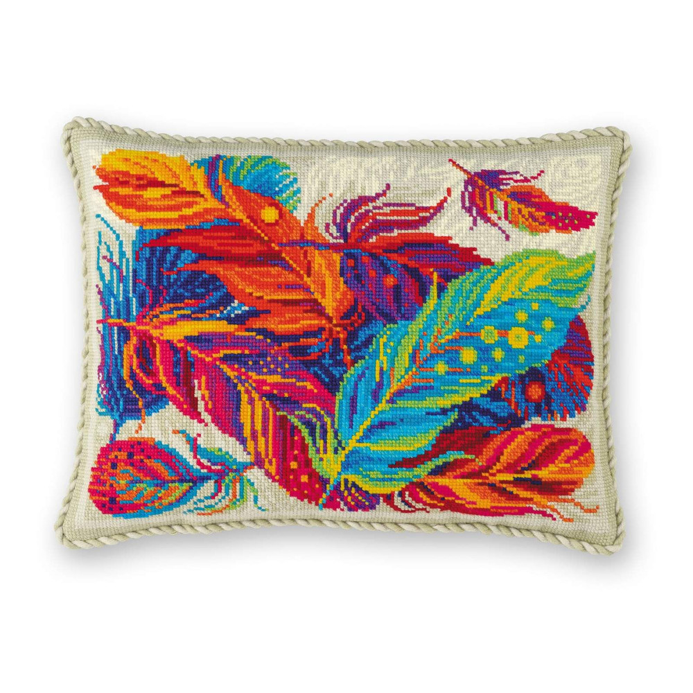 Cross Stitch Kit - Pillow Feathers - Embroidery Kit - Needlework Kit - DIY Kit.jpg