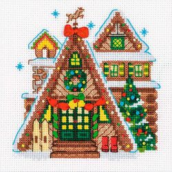 cross stitch kit - hunting lodge - christmas - embroidery kit - needlework kit - diy kit