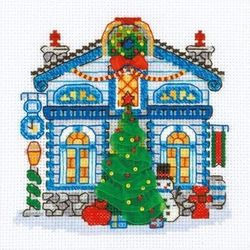 cross stitch kit - ice house - christmas - embroidery kit - needlework kit - diy kit
