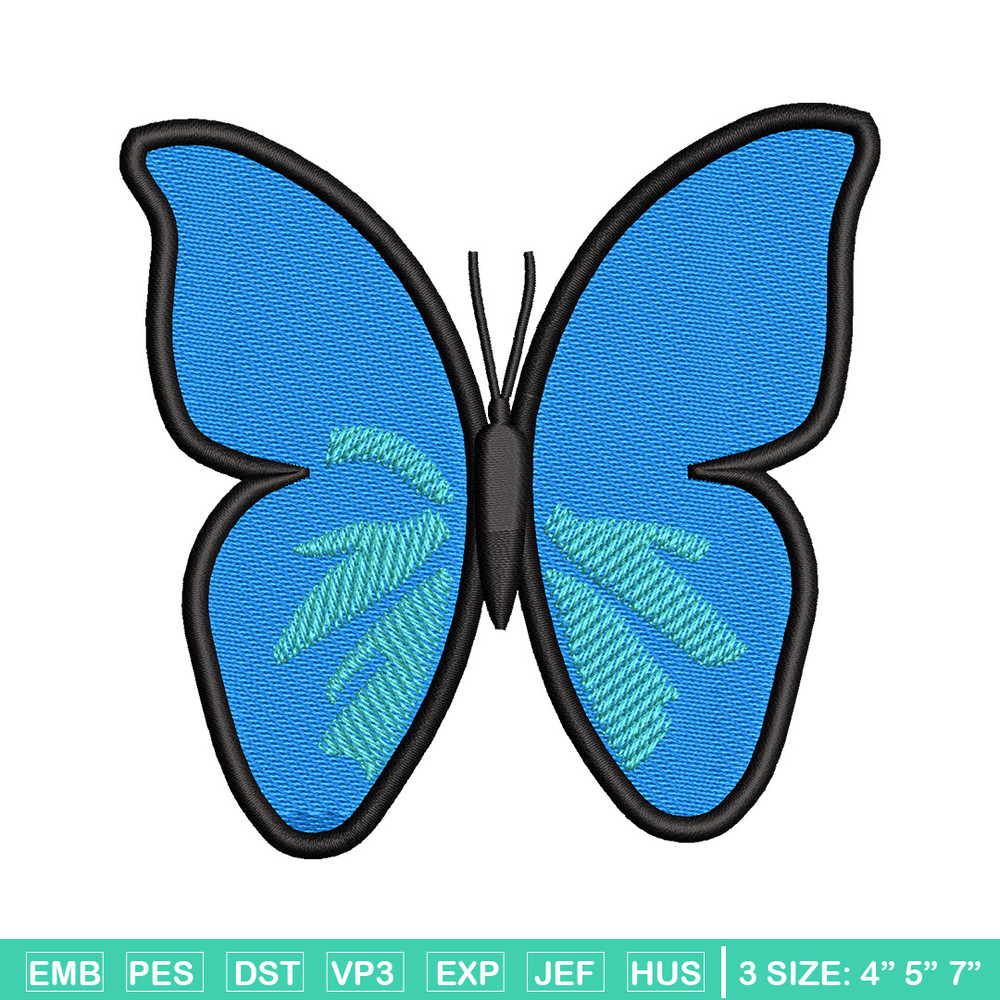 Butterfly blue embroidery design, Butterfly embroidery, Embroidery file, Embroidery shirt, Emb design, Digital download.jpg