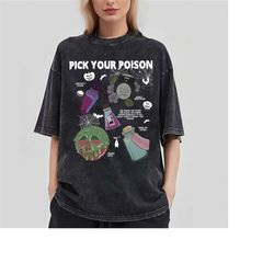 comfort color pick your poison disney halloween shirt, disneyland villain halloween shirt, disney villains shirt, disn