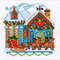 Cross Stitch Kit - A House with a Sleigh - Christmas - Embroidery Kit - Needlework Kit - DIY Kit.jpg