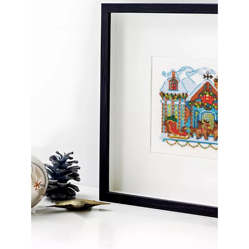 Cross Stitch Kit - A House with a Sleigh - Christmas - Embroidery Kit - Needlework Kit - DIY Kit (4).png
