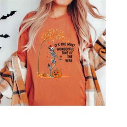 comfort colors its the most wonderful time of the year shirt, halloween shirt, witch shirt, skeleton fall halloween, gif