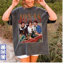 comfort colors jonas brothers shirt vintage 90s, jonas five albums one night tour shirt, jonas brothers shirt, jonas 90'