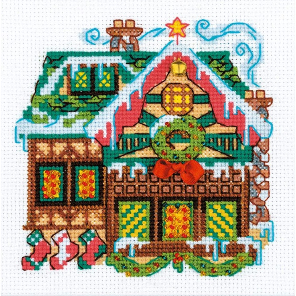 Cross Stitch Kit - The House with a Bell - Christmas - Embroidery Kit - Needlework Kit - DIY Kit.jpg