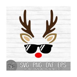 reindeer & sunglasses - instant digital download - svg, png, dxf, and eps files included! - christmas, reindeer face, an