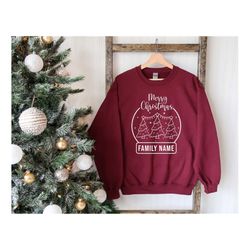 custom family sweatshirt, custom xmas sweat, christmas ornaments sweatshirt, family name, christmas hoodie