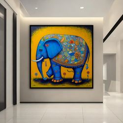 kids room canvas painting, cute elephant art, kids home decor, colourful elephant canvas, elephant poster, baby room gif