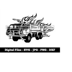 flaming fire truck svg, firetruck svg, fire engine svg, firefighter svg, firetruck png, firetruck jpg, firetruck files,