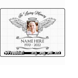 in loving memory angel wings customizable frame with name & date svg, png,memorial svg, rest in peace svg, in memory of