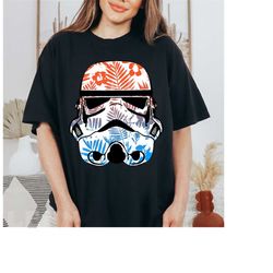 star wars paradise floral palms stormtrooper helmet t-shirt, stormtrooper tee, disney star wars matching family shirt, m