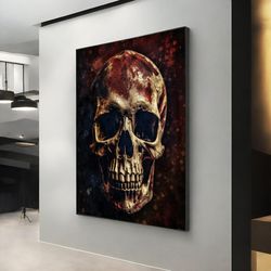 old skull picture, skull painting, skull painting, vintage looking skull decor, skeleton art