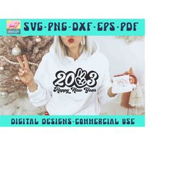 happy new year 2023 svg svg png pdf, retro new years, new year party svg, groovy svg, new year shirt, christmas svg, cut