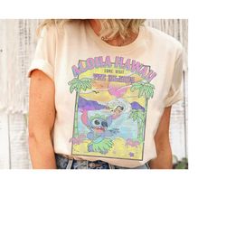 disney lilo and stitch aloha hawaii come visit the islands t-shirt, disneyland vacation trip, matching family shirt, mag