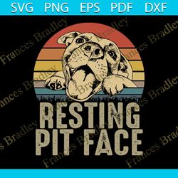 resting pit face svg, animal svg, pit face svg, pitbull svg, retro vintage svg, pitbull lovers svg, friend gift svg, dog
