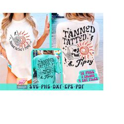 tanned tatted and tipsy svg png summer skeleton png vacation shirt svg summer life tanned and tipsy summer quotes popula