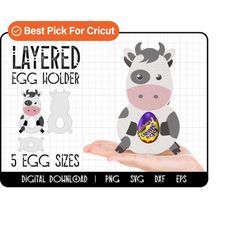cow egg holder svg, easter egg svg, easter egg basket cut files for cricut, layered svg, chocolate egg holder svg, egg s