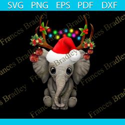 Elephant Christmas Svg, Animal Svg, Elephant Svg, Reindeer Svg, Santa Hat Svg, Christmas Light Svg, Winter Svg, Santa Cl