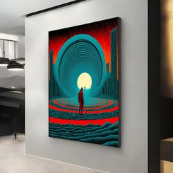 surreal art, abstract human painting, office decor, gift canvas, surreal wall art