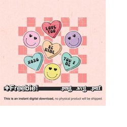 candy heart svg png, valentines conversation hearts, checkered valentine, smiley face xoxo svg, be mine svg