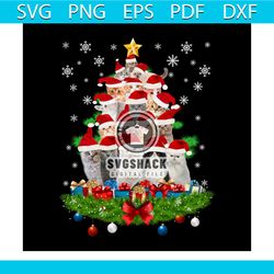 cat christmas tree svg, animal svg, pinetree svg, cat svg, snow flower svg, christmas gift svg, star svg, merry christma