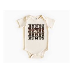 Western Baby Bodysuit, Howdy Toddler Shirt, Cute Southern Baby T-Shirt, Retro Howdy Shirt For Kids