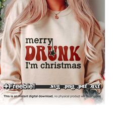 christmas drinking svg, funny christmas svg, drunk svg, wine svg, christmas merry drunk i'm chrismas svg png pdf, christ