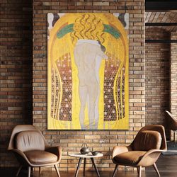 gustav klimt,beethoven frieze,paradise choir and the embracement,art prints,vintage art,canvas wall art