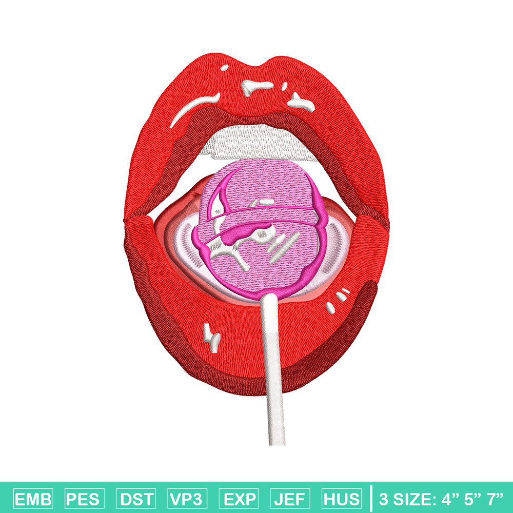 Lips lollipop embroidery design, Lips embroidery, Embroidery file, Embroidery shirt, Emb design, Digital download.jpg