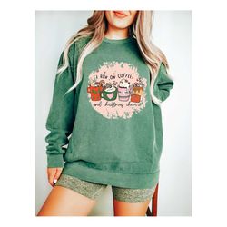 i run on coffee and christmas cheer sweatshirt, xmas comfort color shirt, coffee christmas sweater, holiday t-shirt