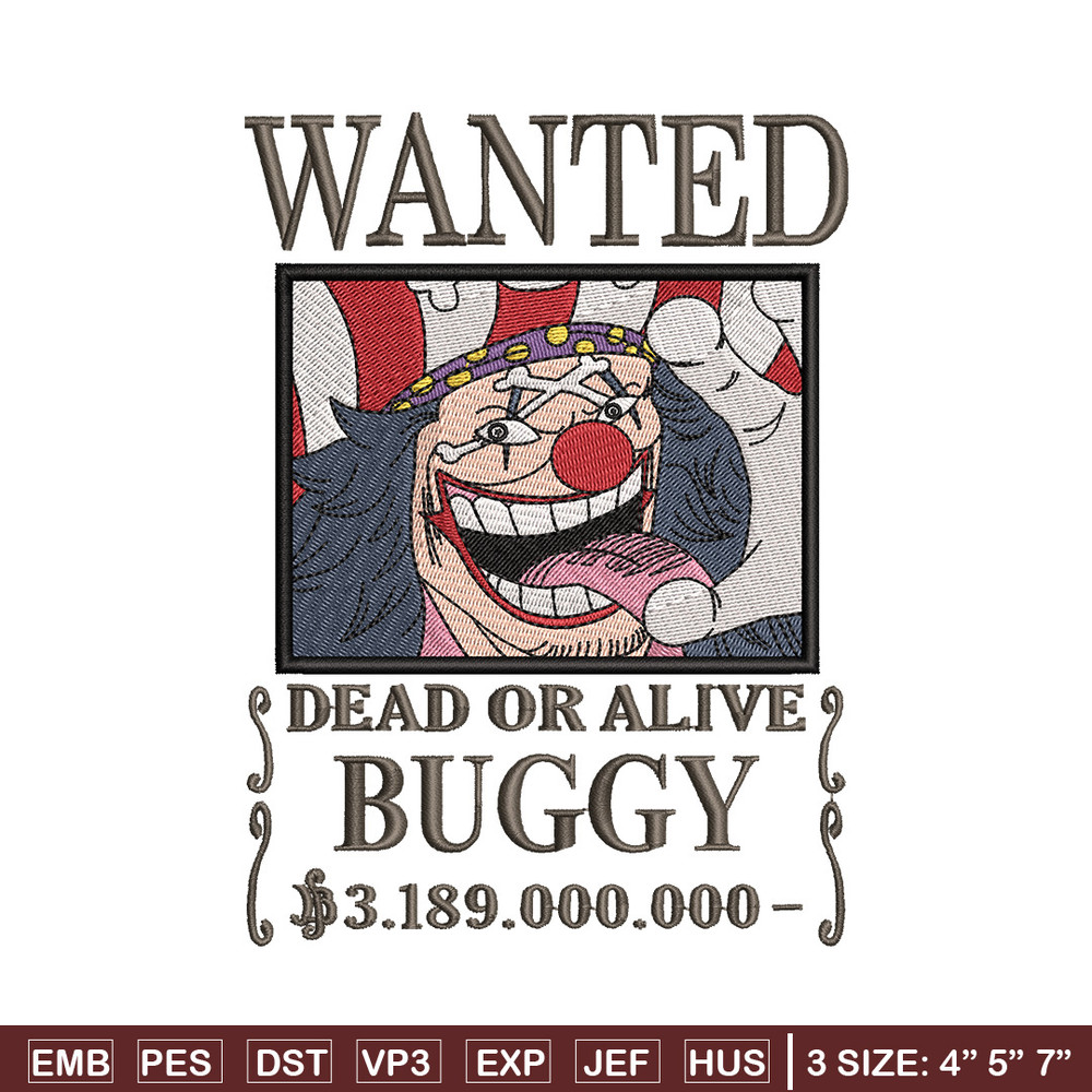 Bounty buggy embroidery design, One piece embroidery, Anime design, Embroidery shirt, Embroidery file,Digital download.jpg