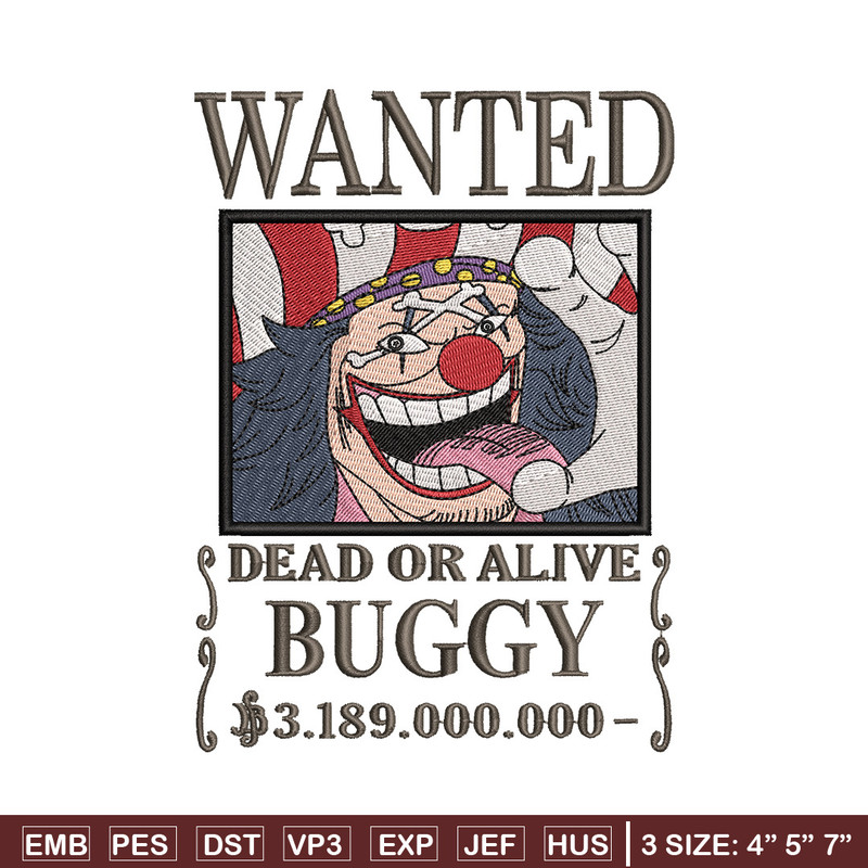 Bounty buggy embroidery design, One piece embroidery, Anime design, Embroidery shirt, Embroidery file,Digital download.jpg