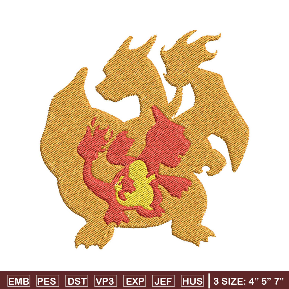 Charizard embroidery design, Pokemon embroidery, Anime design, Embroidery file, Digital download, Embroidery shirt.jpg