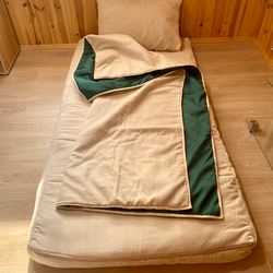 Hemp throw blanket, Green and grey colour