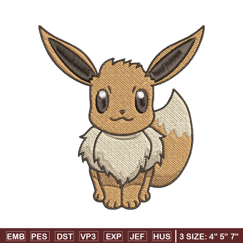 Eevee embroidery design, Pokemon embroidery, Anime design, Embroidery file, Digital download, Embroidery shirt.jpg