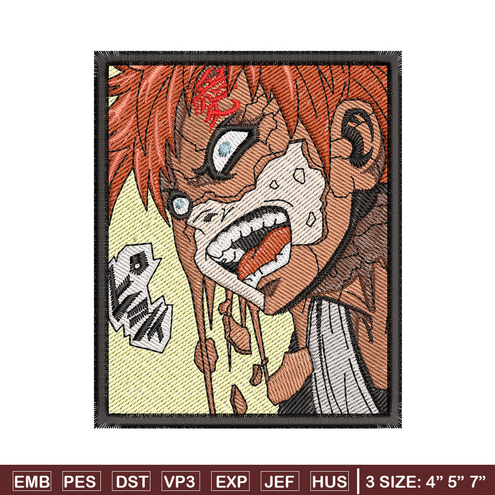 Gaara rectangle embroidery design, Naruto embroidery, Anime design, Embroidery shirt, Embroidery file, Digital download.jpg