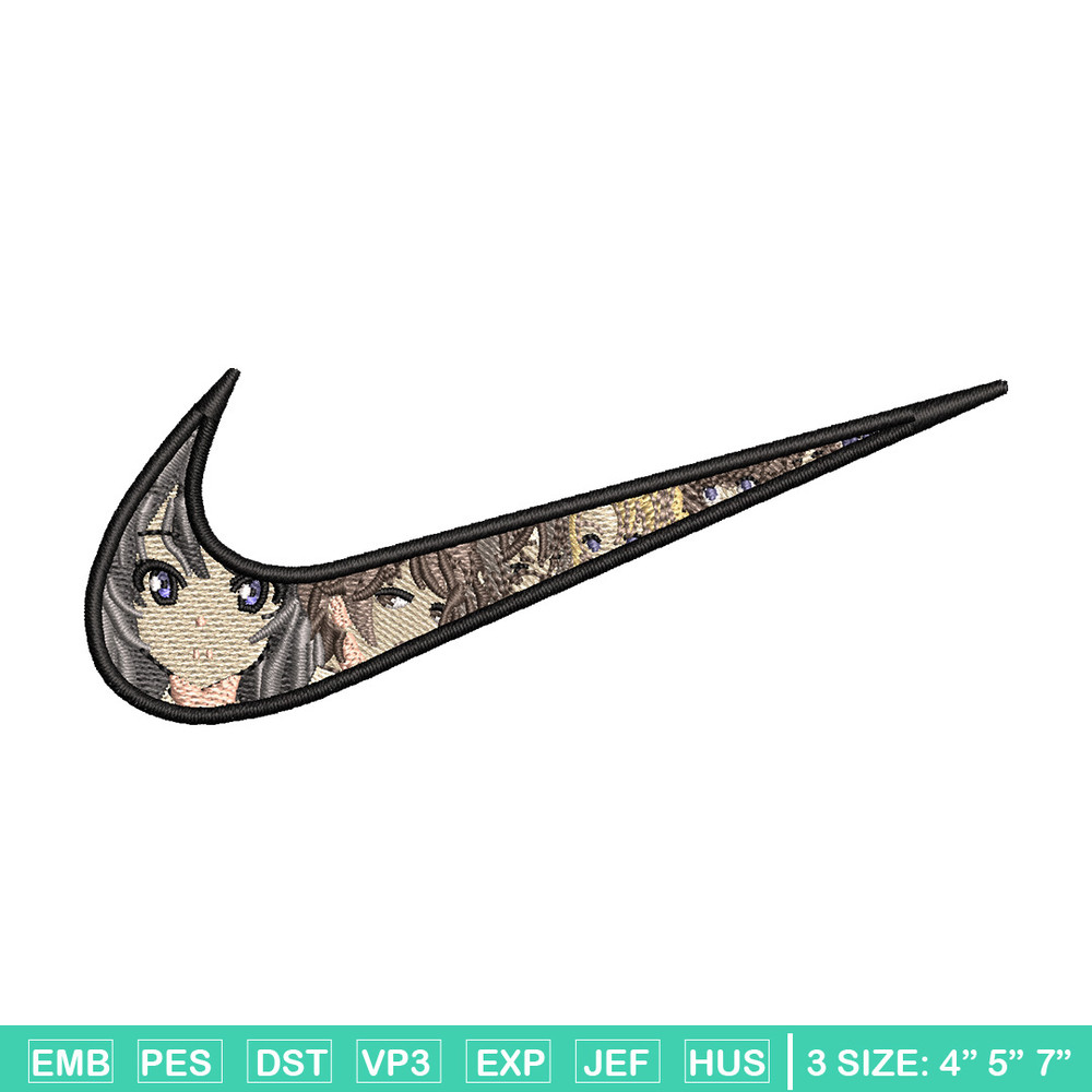 Nike mai embroidery design, Seishun Buta embroidery, Nike design,Embroidery file,Embroidery shirt,Digital download.jpg