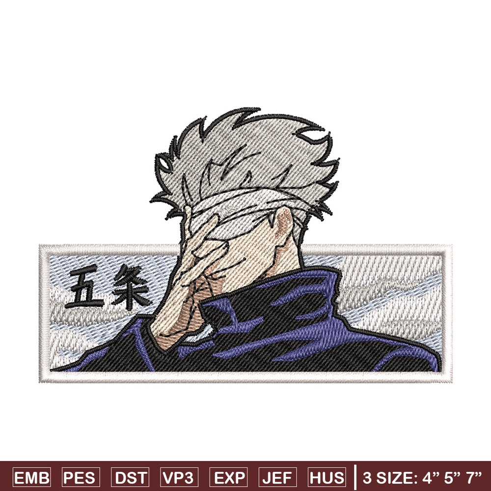 Gojo white embroidery design, Jujutsu embroidery, Anime design, Embroidery shirt, Embroidery file, Digital download.jpg