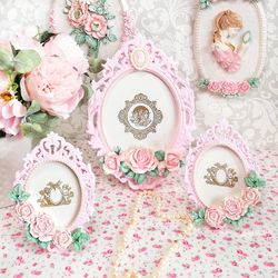 shabby chic plastic photo frames set 3 pcs