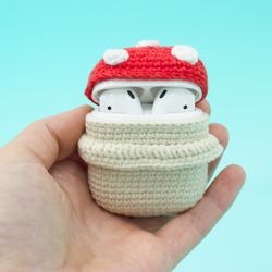 Mushroom headphone case, soft headphone case, mushroom holder, mushroom organizer, Christmas cute gift