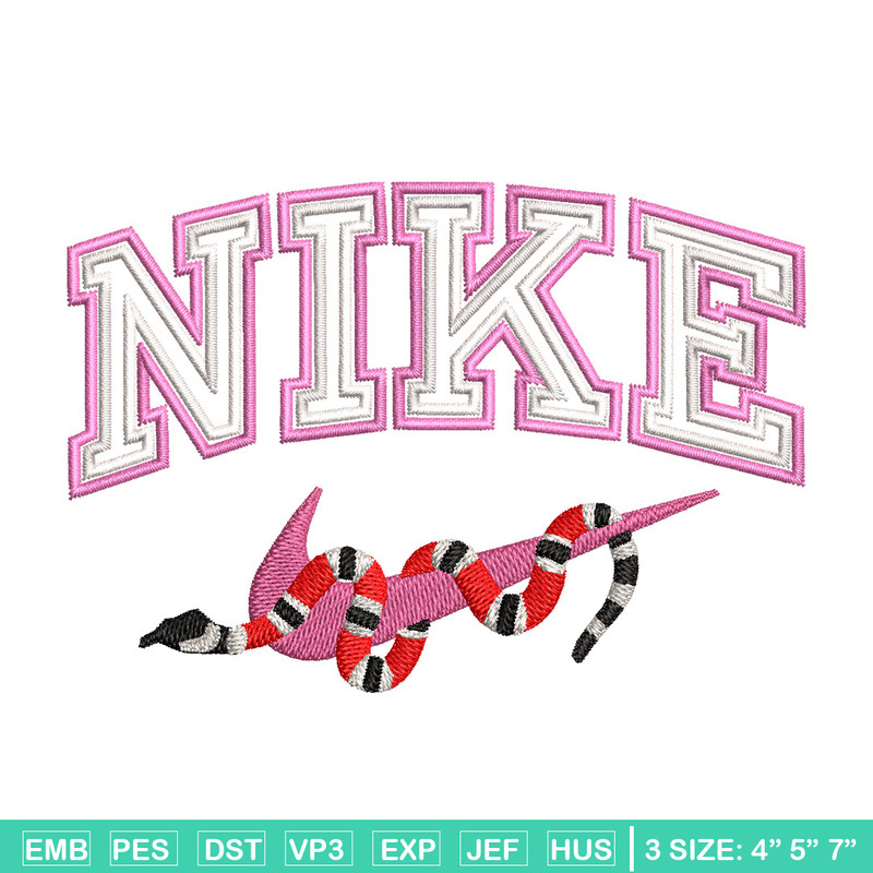 Nike snake embroidery design, Snake embroidery, Nike design, Embroidery shirt, Embroidery file, Digital download.jpg