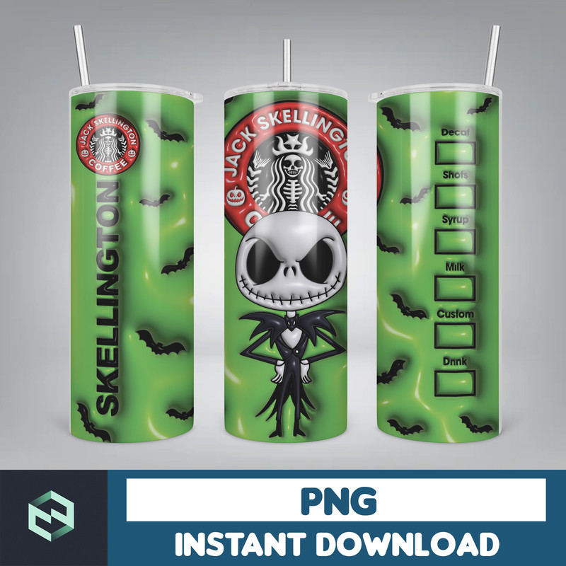 3D Inflated Halloween Coffee Tumbler Wrap PNG, 3D Horror Movies Tumbler Wrap Design, Bubble 20oz Tumbler Wrap, Instant Download (1).jpg