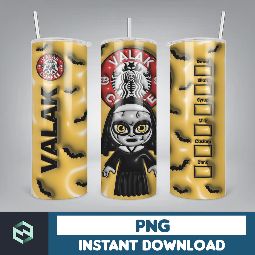 3D Inflated Halloween Coffee Tumbler Wrap PNG, 3D Horror Movies Tumbler Wrap Design, Bubble 20oz Tumbler Wrap, Instant Download (3).jpg